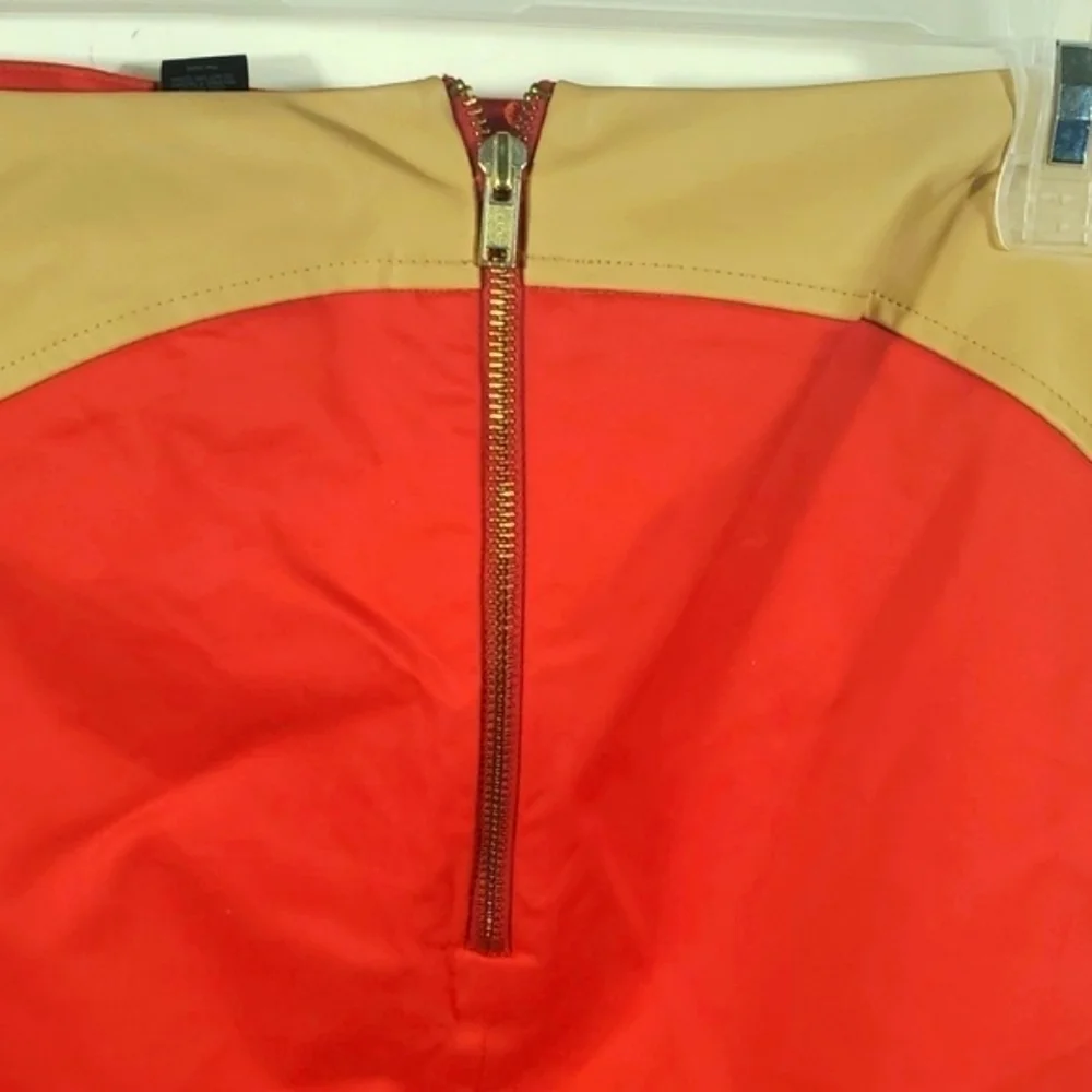 NWT Express Size 12 Red Tan Mini Skirt | High Rise Multicolor Workwear